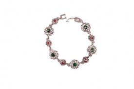 Pulsera flores strass verde rojo (4).jpg